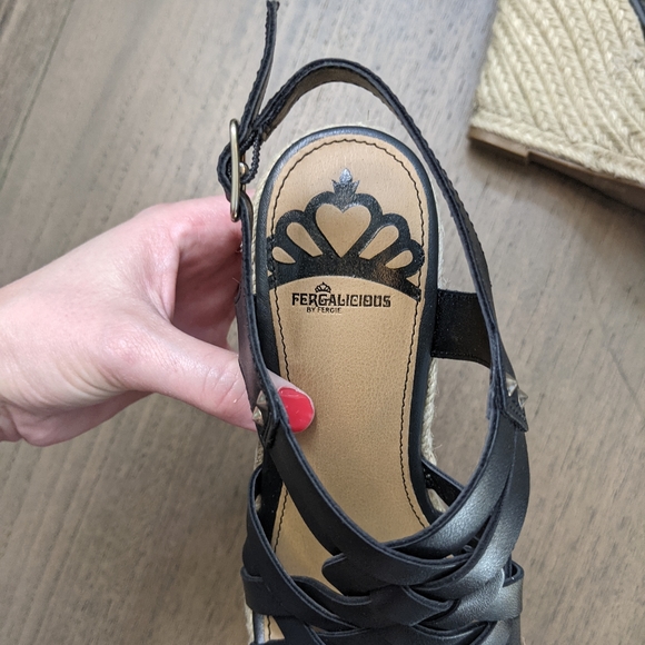 Fergalicious Black Wedge Sz5.5 - Picture 7 of 12
